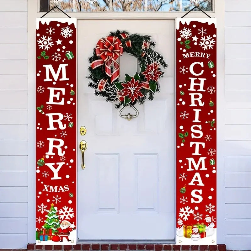Trendbay \2D Christmas Door Banner Festive Front Porch Sign