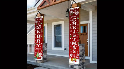Trendbay \2D Christmas Door Banner Festive Front Porch Sign