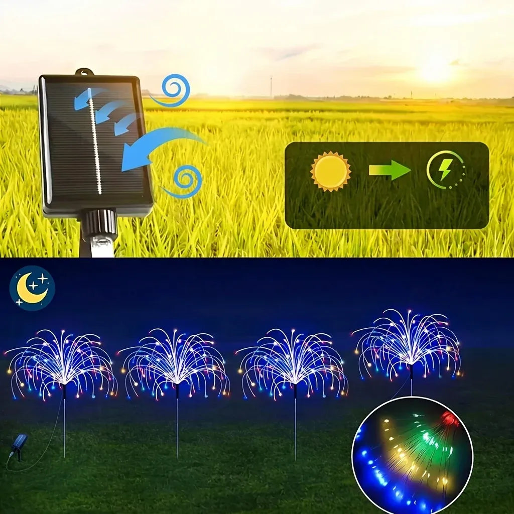 4Pack Solar Firework String Lights 360 Colorful LEDs