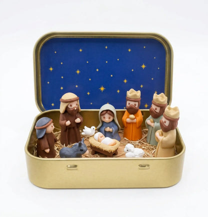 Handcrafted Mini Christmas Nativity Scene Set