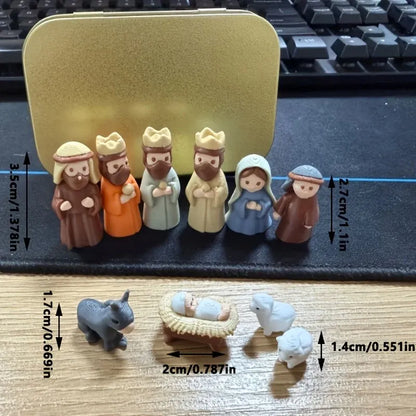 Handcrafted Mini Christmas Nativity Scene Set