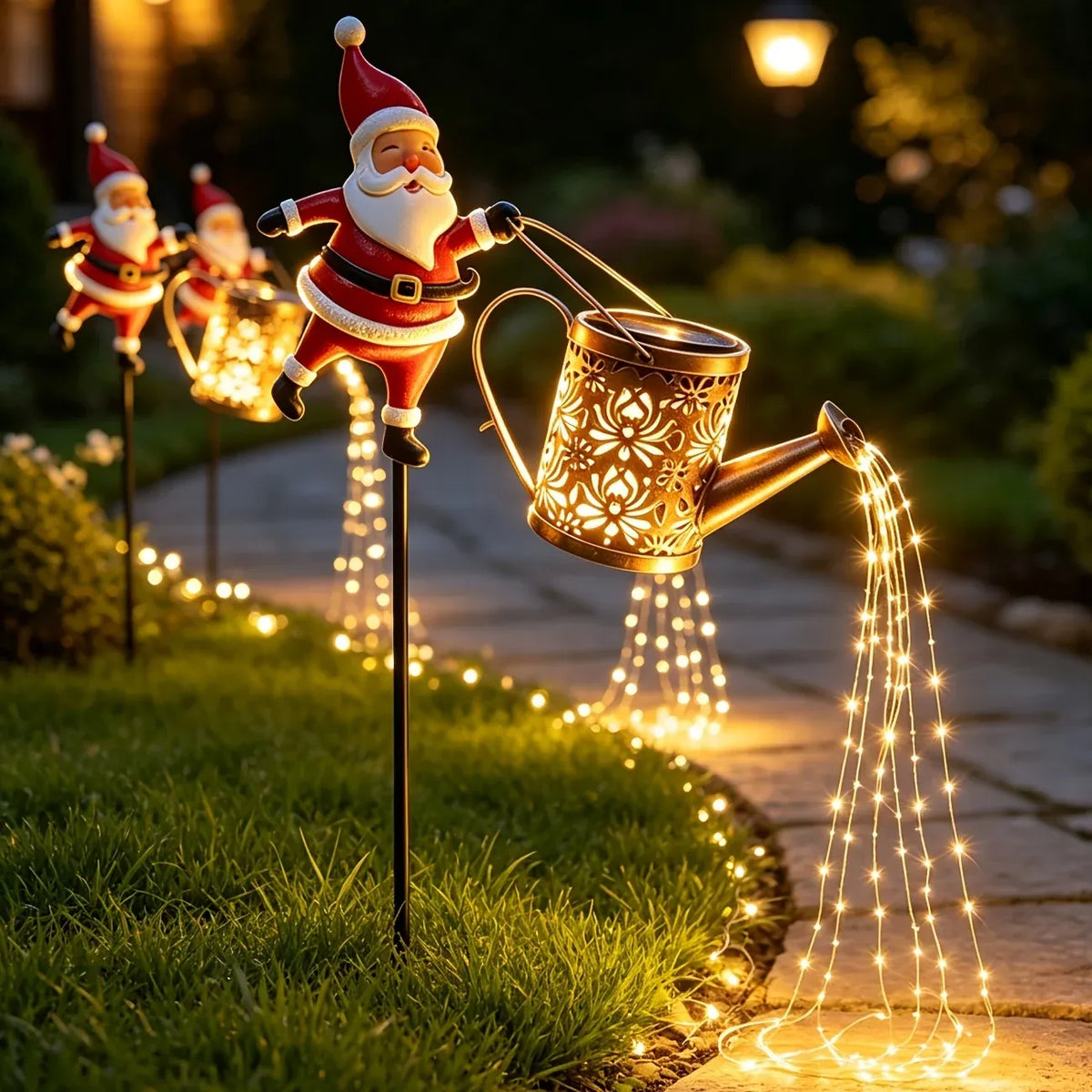 82CM Solar Santa Claus Kettle Light for Christmas