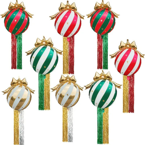 Inflatable Christmas Ornament Set Striped Hanging Decor