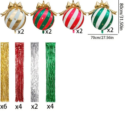 Inflatable Christmas Ornament Set Striped Hanging Decor