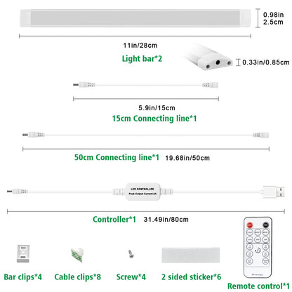 Led Under Cupboard Kitchen Lights, Dimmable Bar Cupboard Lights with Remote Control for Wardrobe,Cupboards, Closets, Display Cabinets（Natural White,2 Pack）