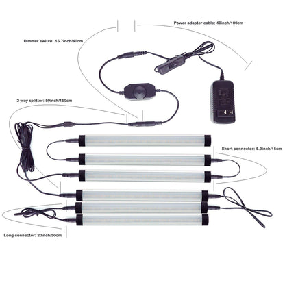 Dimmable LED Under Cabinet Lighting Bar, 12V Under Counter LED Light Strip Linkable Kit with Rocker Switch Kitchen,Showcase,Worktop, Shelf Lighting(8 Panel Kits Warmwhite)