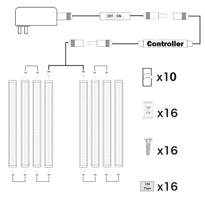 Dimmable Led Under Cabinet Lighting Bar Linkable Kits with Rocker Switch Under Counter Kitchen,Showcase,Shelf Lighting(8 Panel Kits Cold White)
