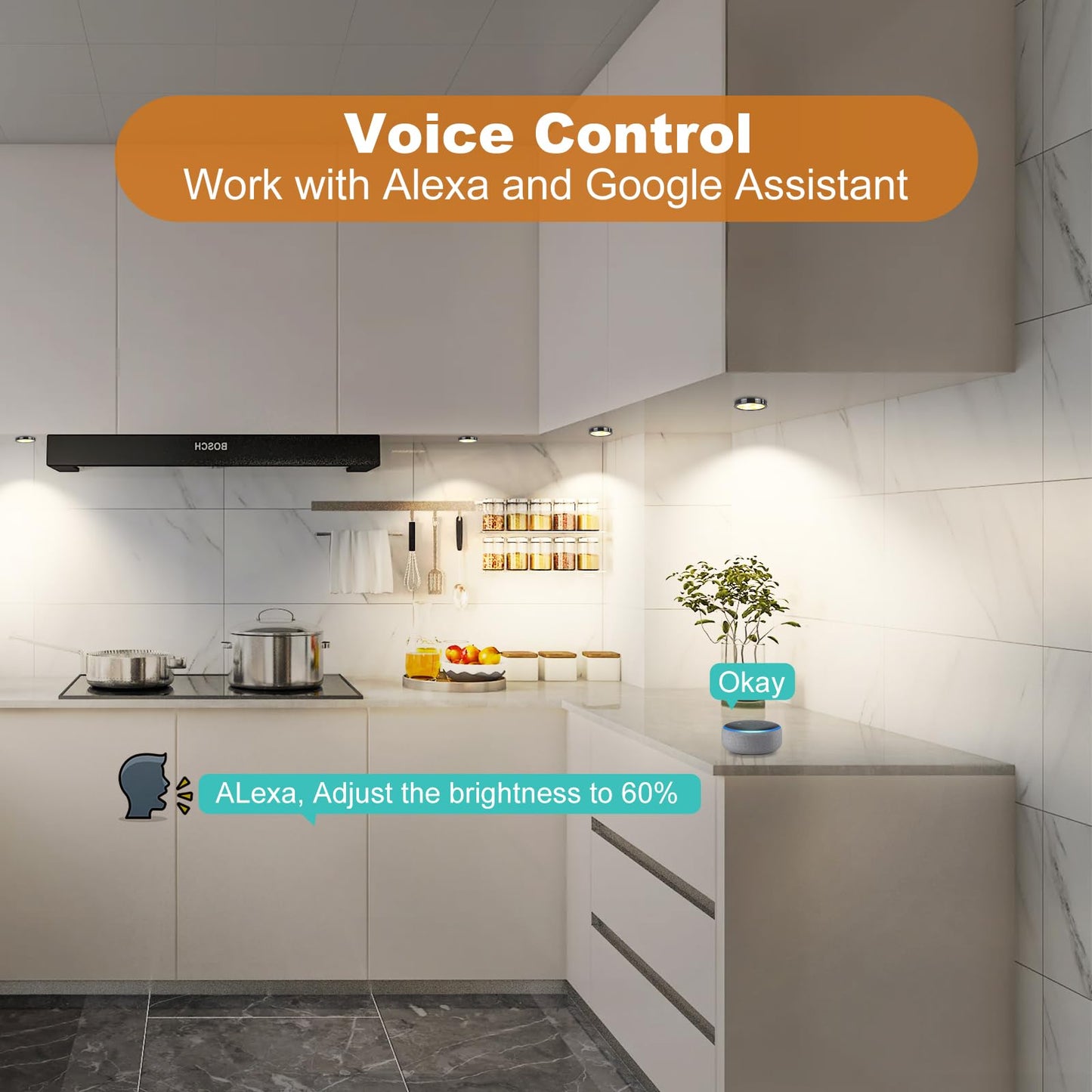 3 Pack Smart Under Cabinet Lights Hardwired,Dimmable LED Light for Kitchen Under Cabinet with Alexa Google Remote APP Control for Under Counter Lights for Cabinet Closets(Cold White)
