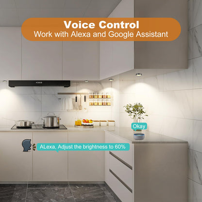 3 Pack Smart Under Cabinet Lights Hardwired,Dimmable LED Light for Kitchen Under Cabinet with Alexa Google Remote APP Control for Under Counter Lights for Cabinet Closets(Cold White)