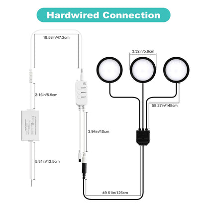 3 Pack Smart Under Cabinet Lights Hardwired,Dimmable LED Light for Kitchen Under Cabinet with Alexa Google Remote APP Control for Under Counter Lights for Cabinet Closets(Warm White)
