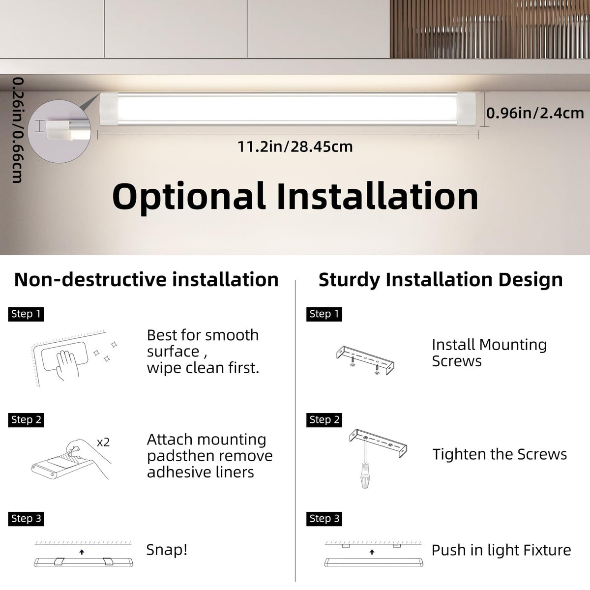 LED Under Cabinet Kitchen Lights for Motion Sensor Light,Dimmable 4000K Under Cupboard Light,Under Counter Light with Automatic Shut Off Timer (Natural White) [Energy Class E]