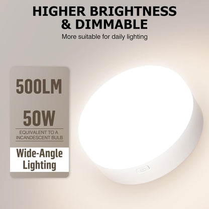 Battery Operated Light Bulbs, 5000mAh Rechargeable Light Bulb Set of 2 with Remote, 3 Colors 10 Levels Dimmable Fabric Wireless Sconces Light Bulb with Timer for Bedroom Living Room