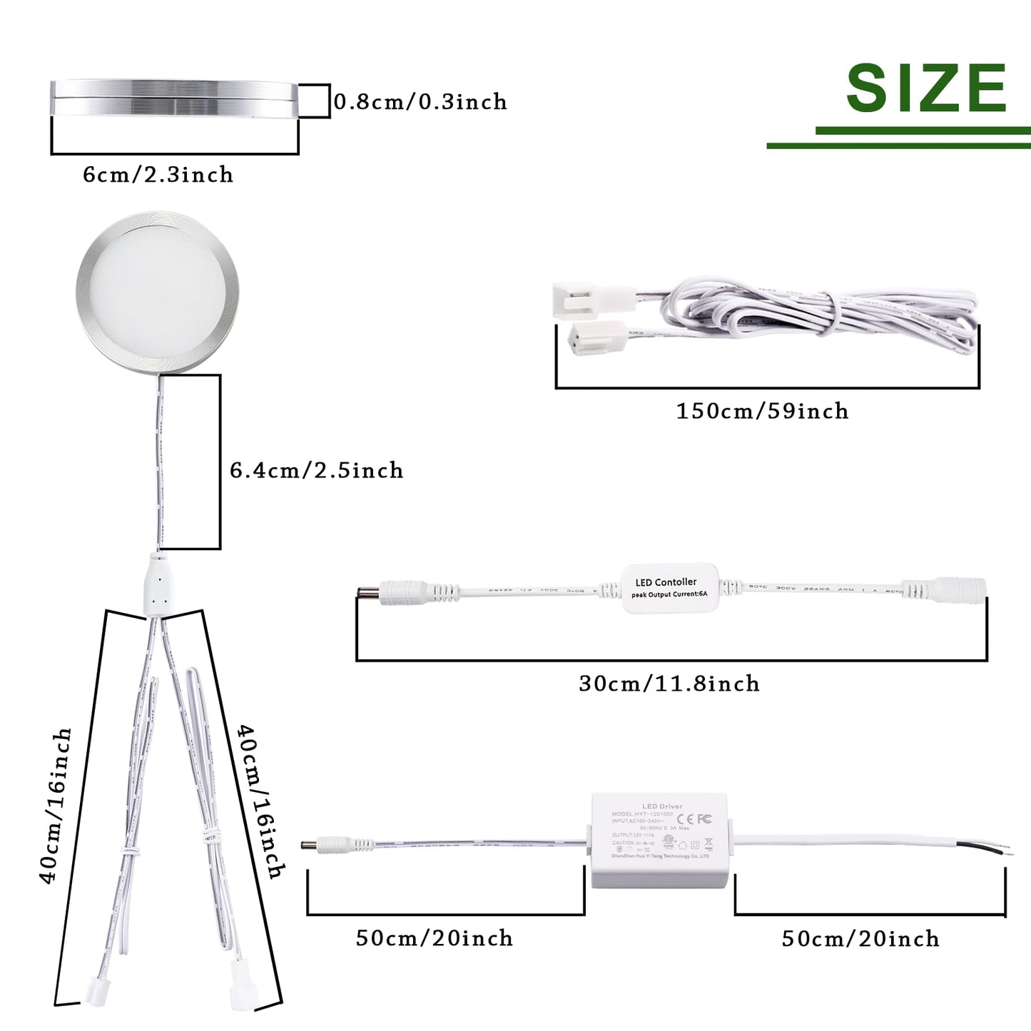 Linkable Under Cabinet LED Lighting 12V Dimmable Puck Lights Hardwired with Wireless RF Remote Control for Kitchen Mood Lighting(6 Lights, Warm White)