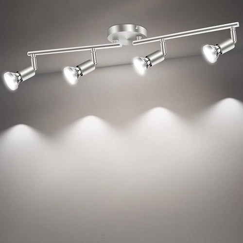 LED Ceiling Light,4 Way Rotatable Spot Lights for Ceiling,Flexible Ceiling Lights for Bedroom,Living Room, Black Nickel with Protectiv Bulb Trims(Gu10 Bulbs Not Included)