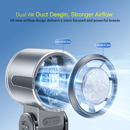 Portable Handheld Fan, Rechargeable Battery Powered with High-Speed Turbo for Strong Wind & Rapid Cooling, Aesthetic Design