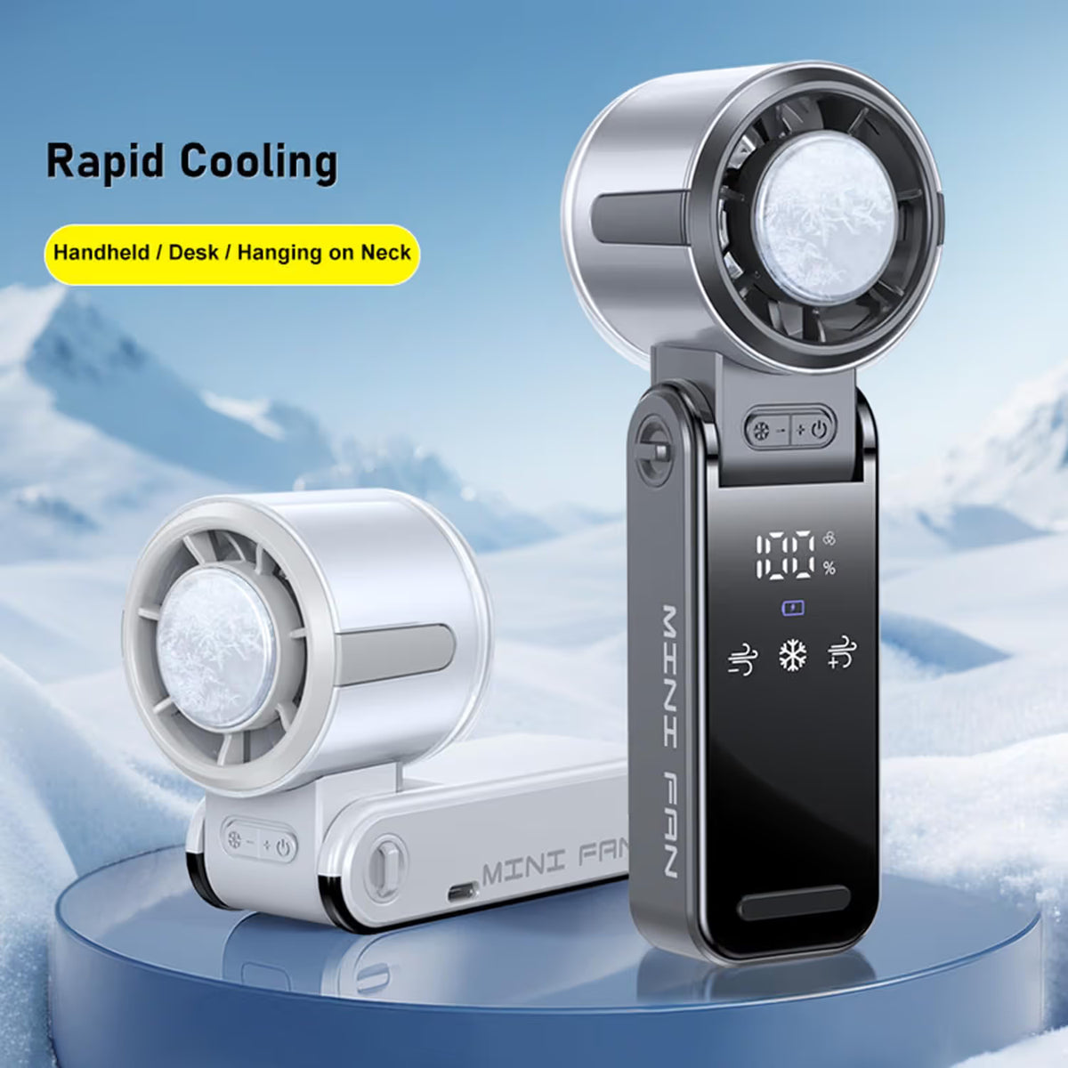 Portable Handheld Fan, Rechargeable Battery Powered with High-Speed Turbo for Strong Wind & Rapid Cooling, Aesthetic Design