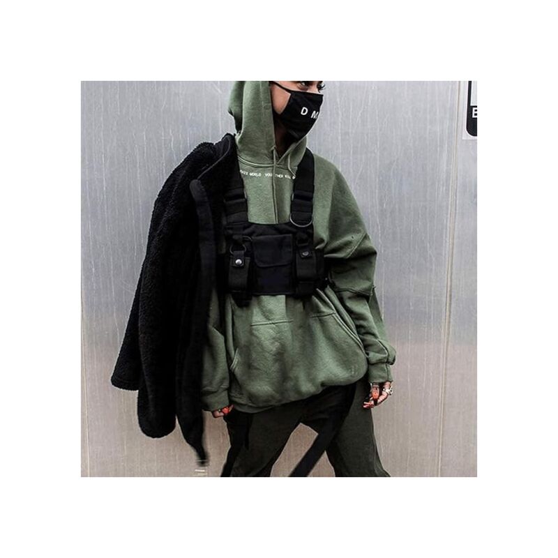 Crossbody Bags Chest Bag Hip Hop Streetwear Men Functional Waist Bags Adjustable Pockets Vest