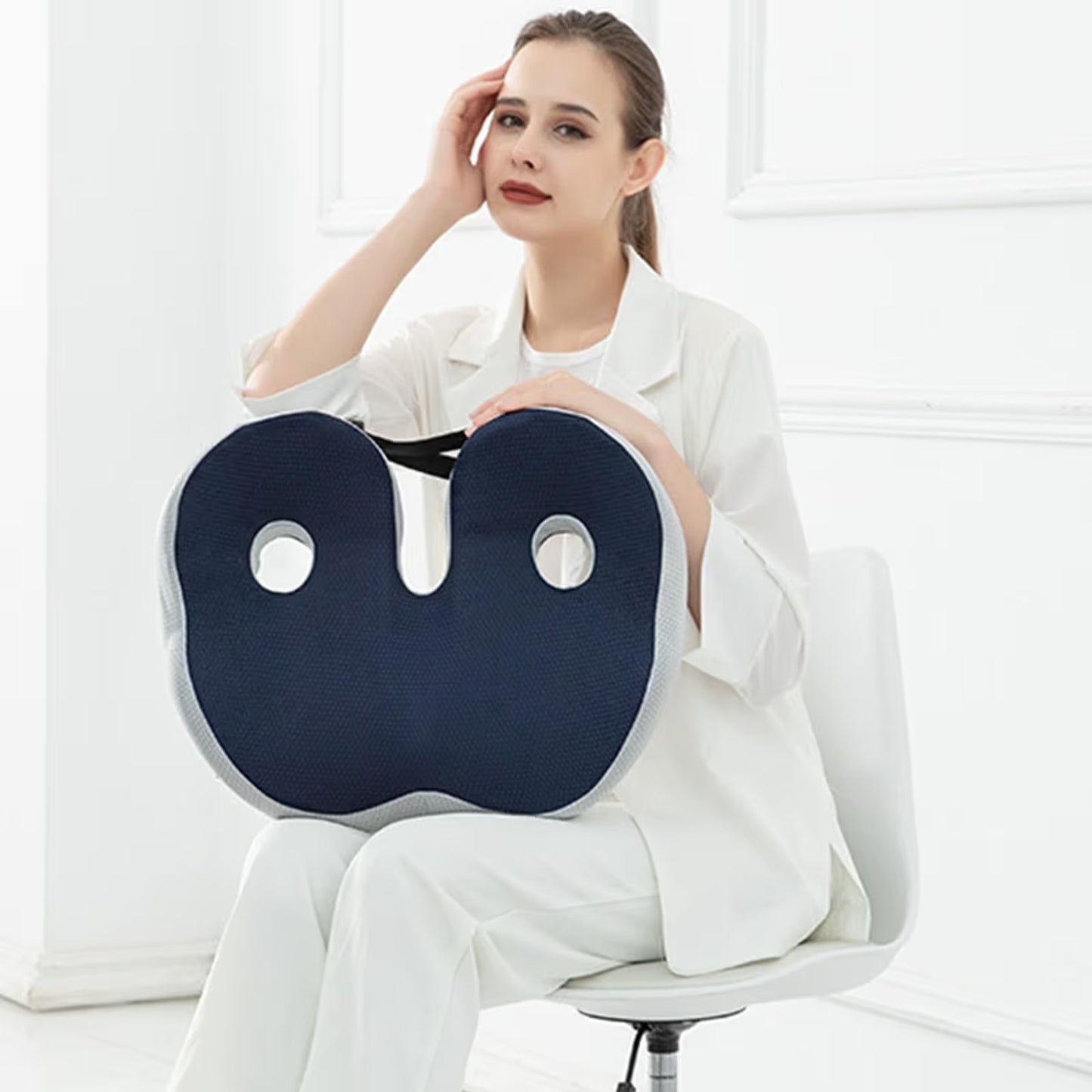 Seat Cushion, Seat Cushion for Sit Bone and Back Pain Relief, Butt, Tailbone, Hip, Hamstring, Posture Support, Memory Foam, Black, 39.1 x 48 x 14 cm