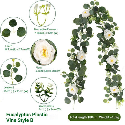 Artificial Eucalyptus Vine Deep pink