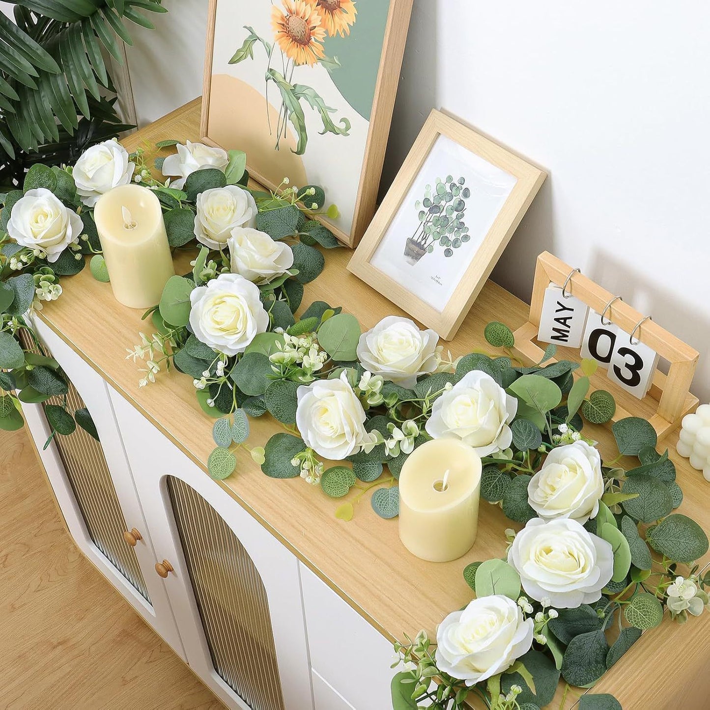 Artificial Eucalyptus Vine white