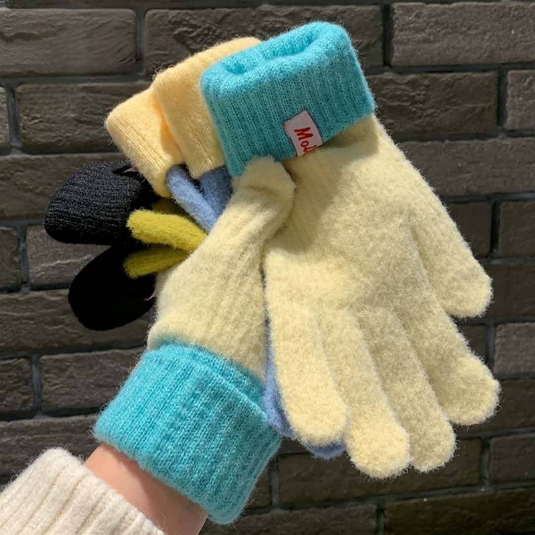 Knit Gloves Cream Yellow