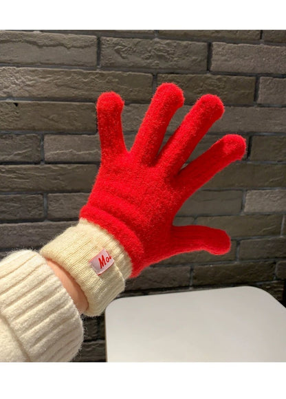 Knit Gloves Red