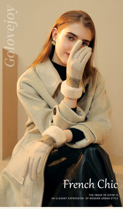 Ladies Winter Warm Cashmere Gloves DY50 Gray