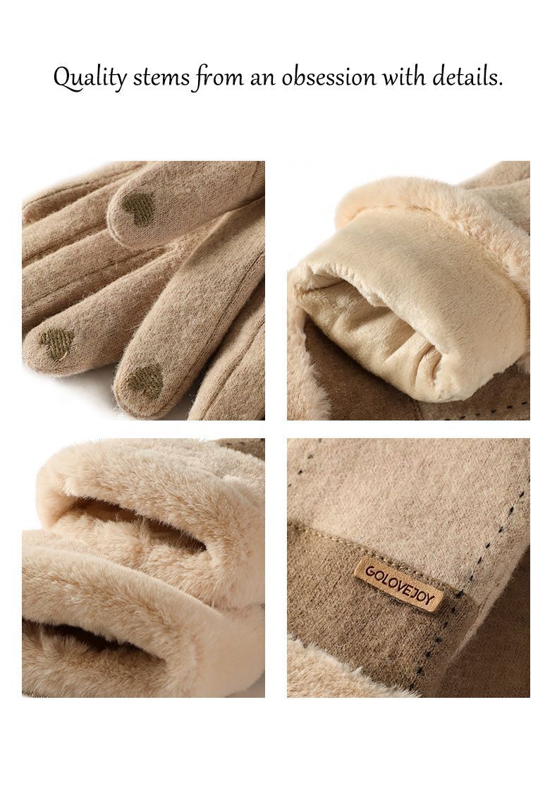 Ladies Winter Warm Cashmere Gloves DY50 Khaki