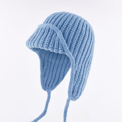 Women Plain Aviator Hat with Earflaps Black