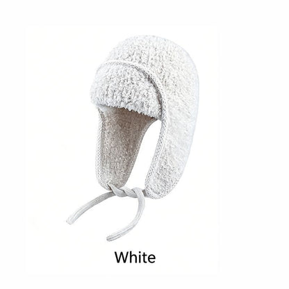 Women Sherpa Aviator Beanie - Warm Earflap Knit Hat Black