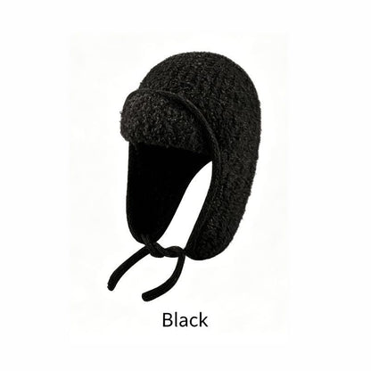 Women Sherpa Aviator Beanie - Warm Earflap Knit Hat Blue
