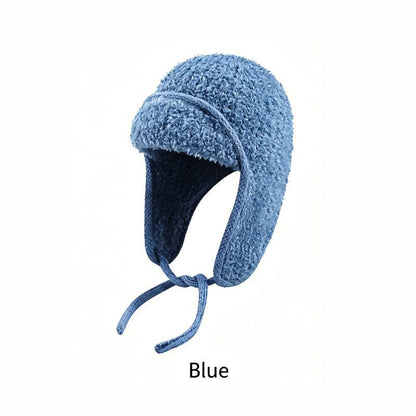 Women Sherpa Aviator Beanie - Warm Earflap Knit Hat Wine Red