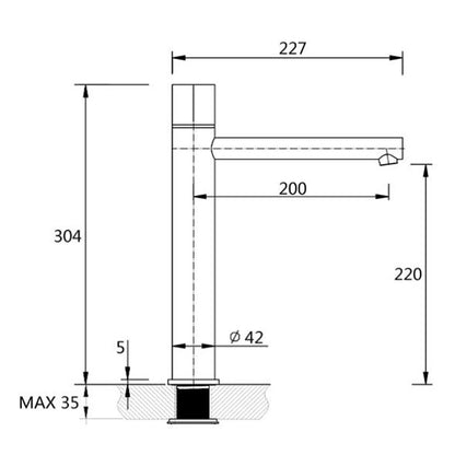 WELS Black 30cm Tall Basin Mixer Vanity Sink Faucet Bubble Tap Laundry 180º Turn