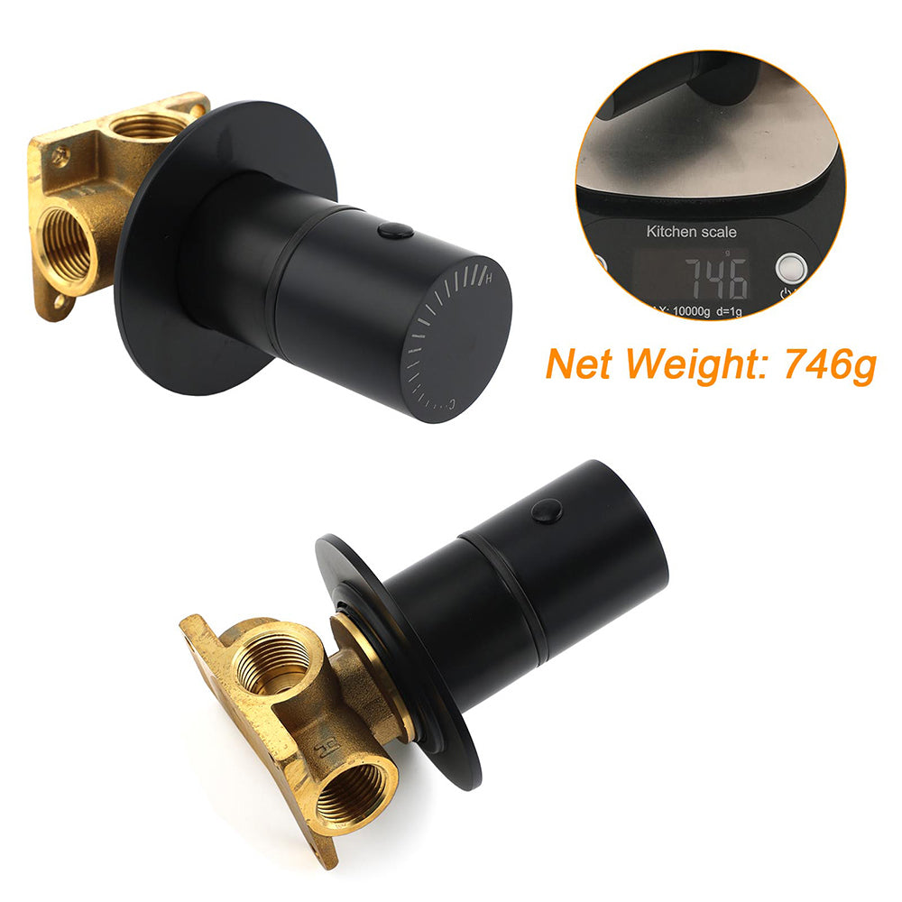 Watermark Matt Black Round Bath Shower Mixer Hot Cold Tap Valve Turn No Handle