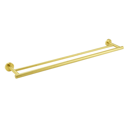 Brushed Gold 600mm Long Double Towel Rack Rail Holder Bar Round Stainless Steel