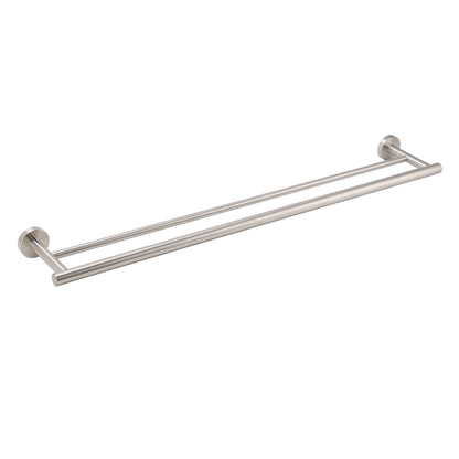 Brushed Nickel 750mm Double Towel Rack Rail Holder Round Hanger Bar Wall Mounted