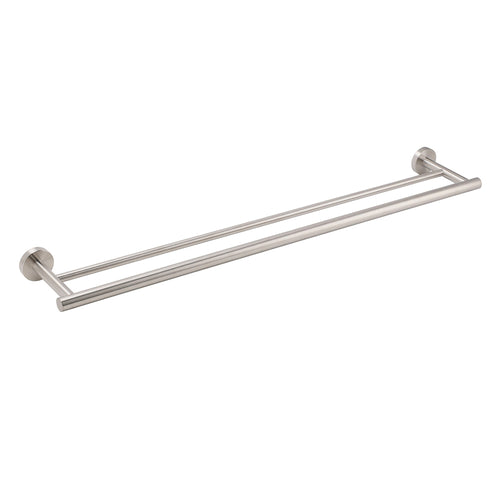 Brushed Nickel 750mm Double Towel Rack Rail Holder Round Hanger Bar Wall Mounted