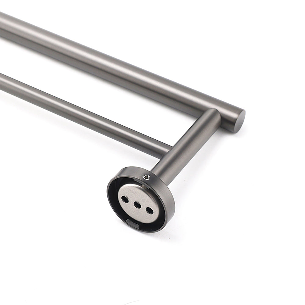 Gun Metal Stainless Steel 750mm Double Towel Rack Rail Holder Round Hanger Bar