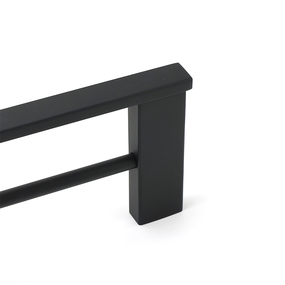 Matt Black Cubic Square 600mm Double Towel Rail Rack Hanger Holder Bar Wall Kit