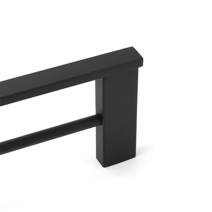 Matt Black Cubic Square 600mm Double Towel Rail Rack Hanger Holder Bar Wall Kit