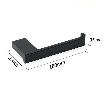 Matt Black Square Cubic Toilet Paper Roll Tissue Roll Holder Rack Wall Hook Kit