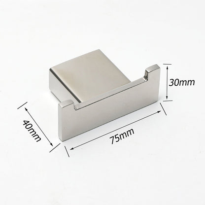 Chrome Square Robe Hook Clothes Towel Holder Bathroom Wall Mounted Hanger Kit