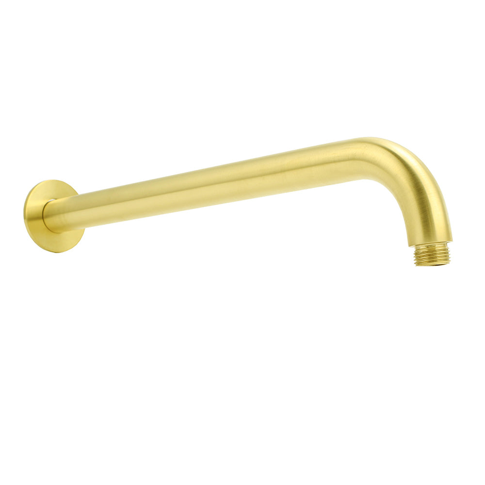 PVD Brushed Gold 12" Shower Rain Head 355mm Straight Wall Mount Arm Bathroom Set