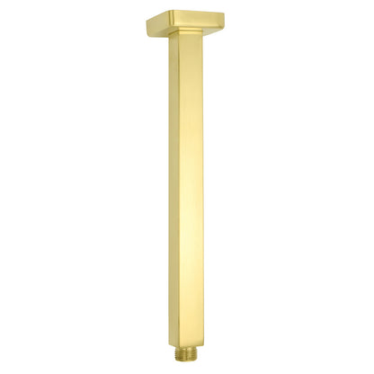 Brushed Gold Square 30cm Shower Bath Component Brass Ceiling Extension Dropper Arm