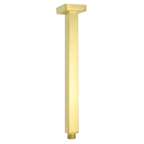 Brushed Gold Square 30cm Shower Bath Component Brass Ceiling Extension Dropper Arm