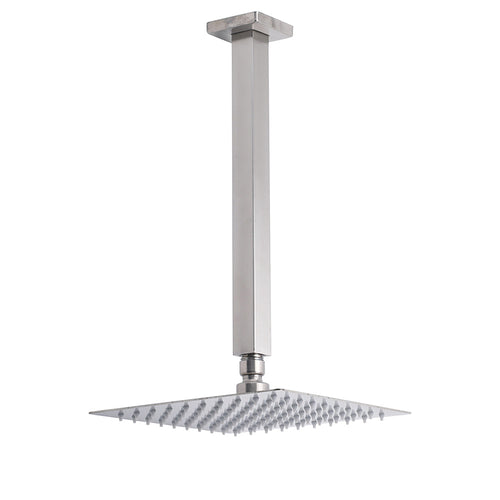 Brushed Nickel Square 8" Rain Shower Head 300mm Brass Ceiling Dropper Arm Set