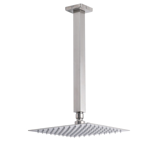 Brushed Nickel Square 8" Rain Shower Head 300mm Brass Ceiling Dropper Arm Set