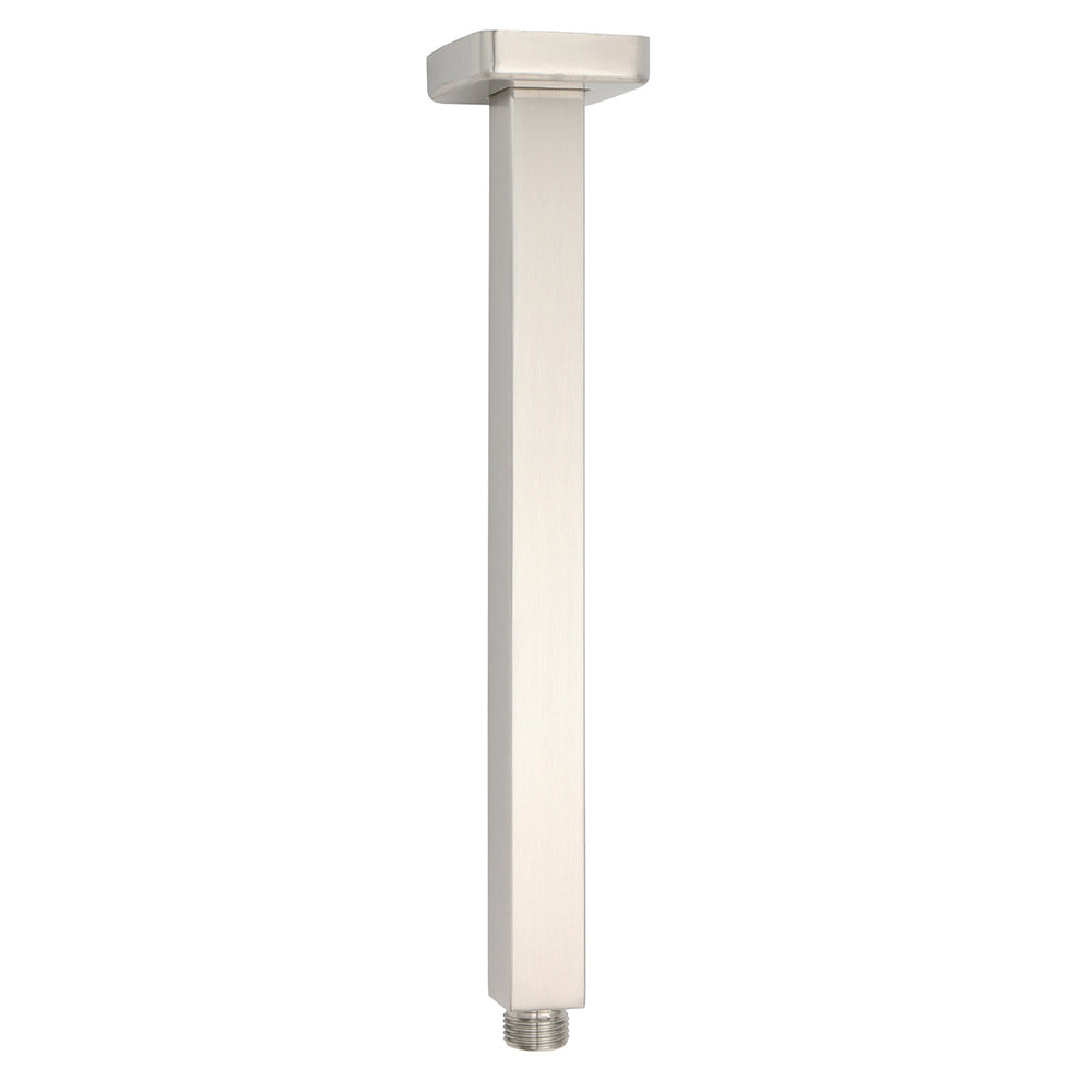 Brushed Nickel Square 12" Rain Shower Head 300mm Brass Ceiling Dropper Arm Set