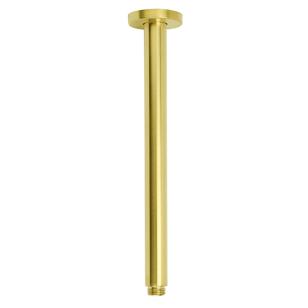 WELS 10" Round Stainless Steel Shower Head Extension Ceiling Arm Set Brushed Gold