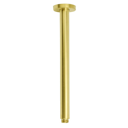 WELS 12" Round Stainless Steel Shower Head Extension Ceiling Arm Set Brushed Gold